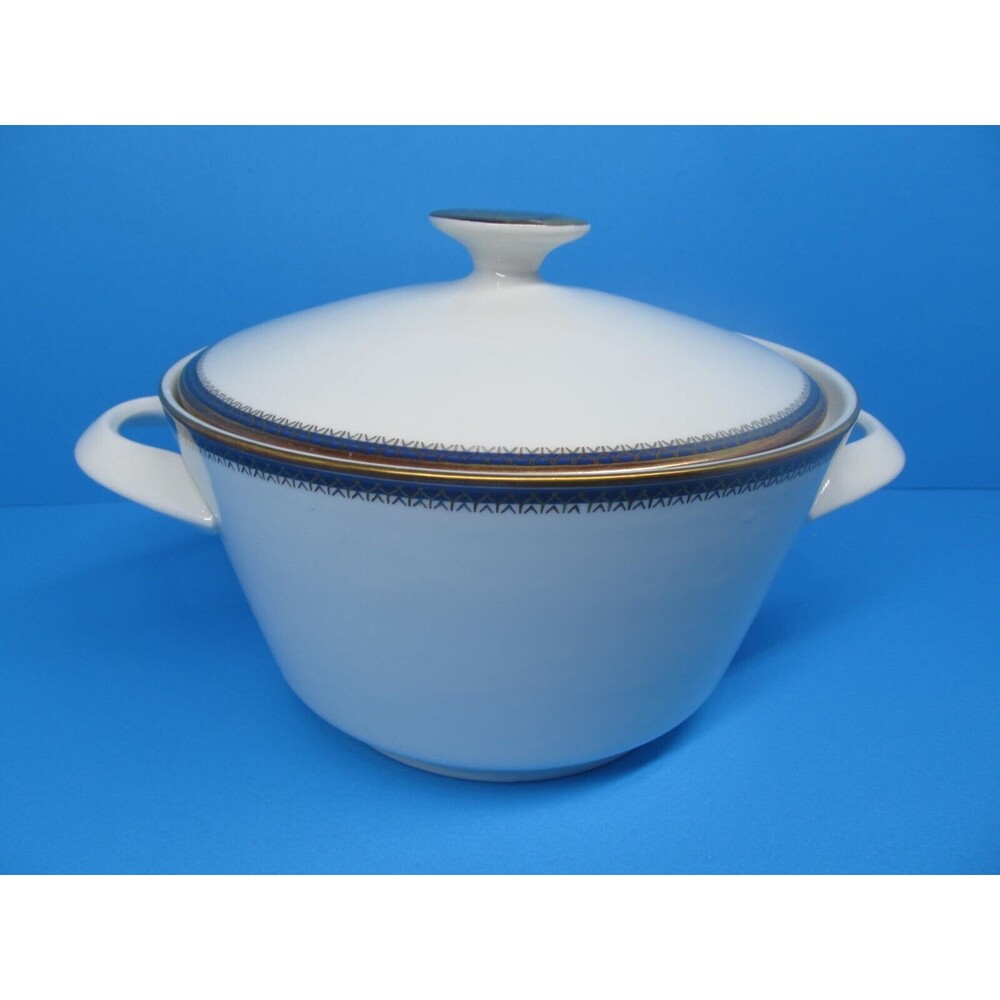 Kahla German Democratic Republic Cobalt, Gold on White Covered Casserole VGC